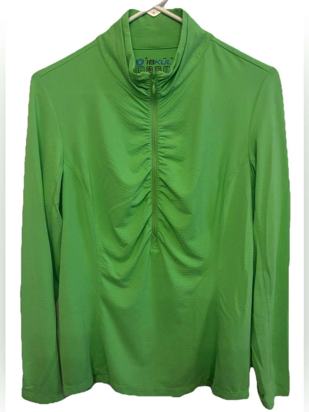 IBKUL Women's Long Sleeve Active Top 1/4 Zip Mock Neck UPF 50+ Golf Hiking Sz L